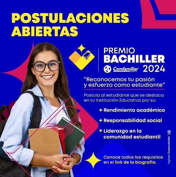 Se abren las postulaciones al Premio Bachiller Comfamiliar 2024