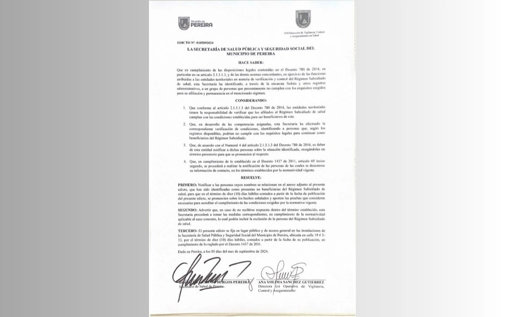 Cerca de 400 personas en riesgo de ser retiradas del régimen subsidiado