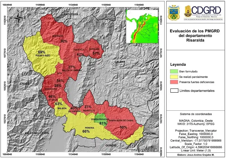 Dosquebradas, Pueblo Rico y Pereira lideran ranking de municipios que implementan Planes de Gestión del Riesgo