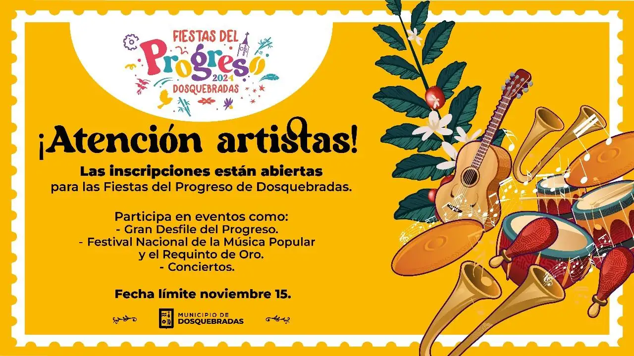 Dosquebradas invita a artistas locales a participar en las Fiestas del Progreso