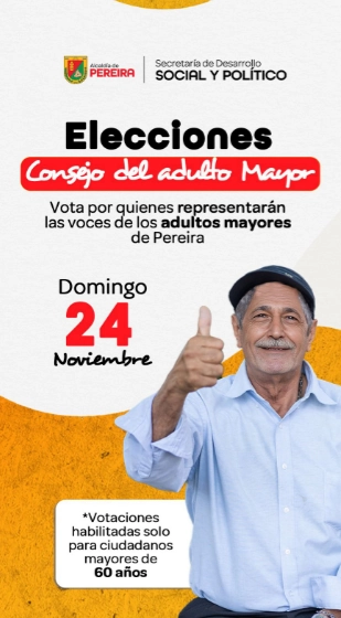 Este domingo serán las elecciones del Consejo del Adulto Mayor en Pereira