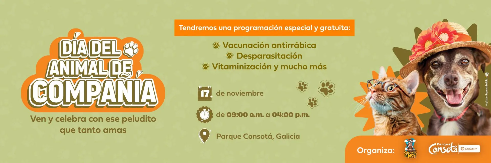 Toda la familia al Parque Consotá este 17 de noviembre: No te pierdas la VII versión de Canasta de Paz y el evento Animal de Compañía
