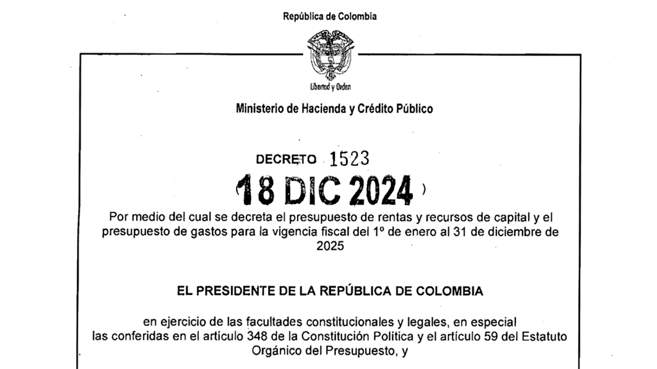 Presupuesto General de la Nación para el 2025 será de $511 billones