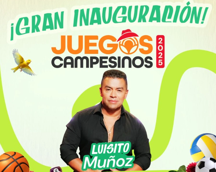Luisito Muñoz, único artista en la inauguración de Juegos Campesinos 2025