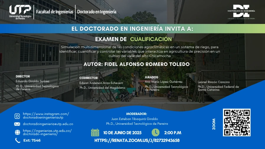 El Doctorado en Ingeniería UTP invita a la prueba de cualificación de tesis doctoral sobre agricultura de precisión
