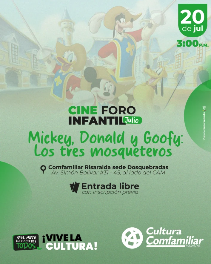 Este fin de semana prográmate con los peques de la familia: cine foro infantil «Mickey, Donald y Goofy: los tres mosqueteros»