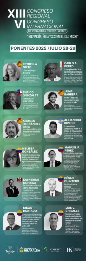 Gobernación de Risaralda respalda el XIII Congreso Regional VI congreso internacional del sistema general de riesgos laborales