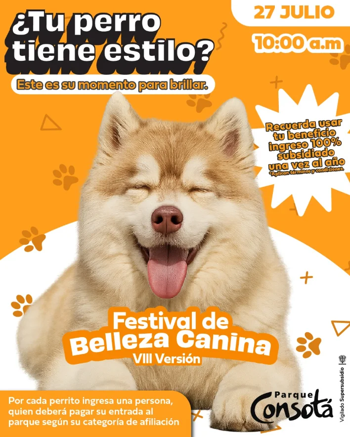 ¡Este 27 de julio el Parque Consotá se llena de huellitas y estilo con el Festival de Belleza Canina!