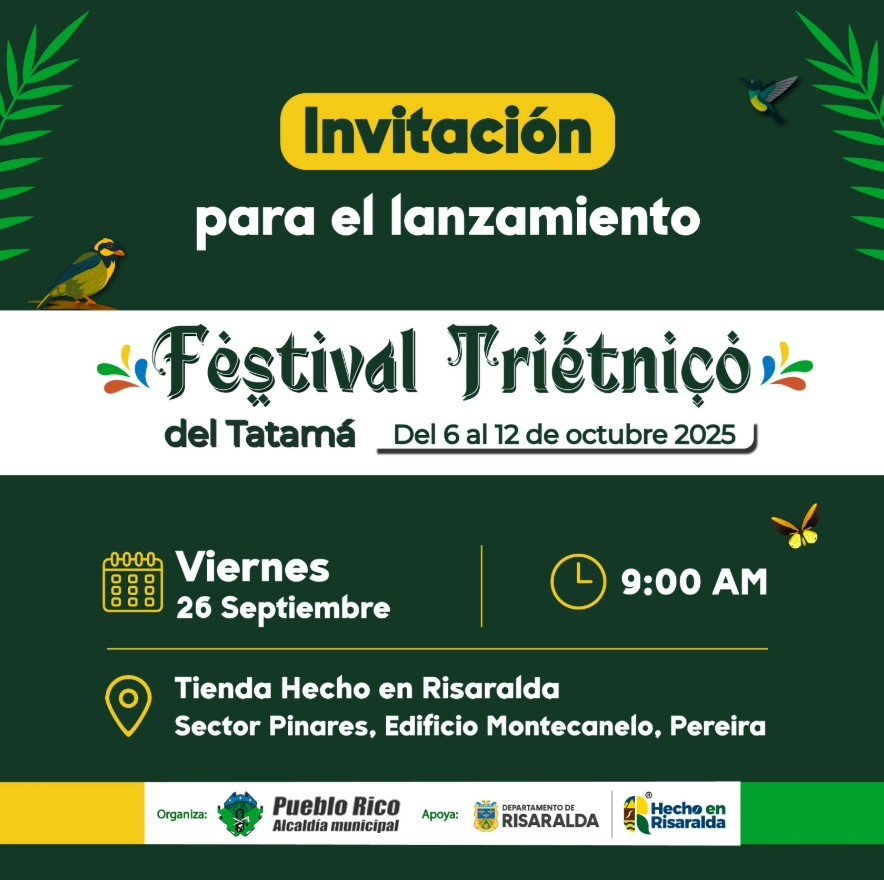 Gobernación de Risaralda invita al lanzamiento oficial del Festival Triétnico del Tatamá, este viernes