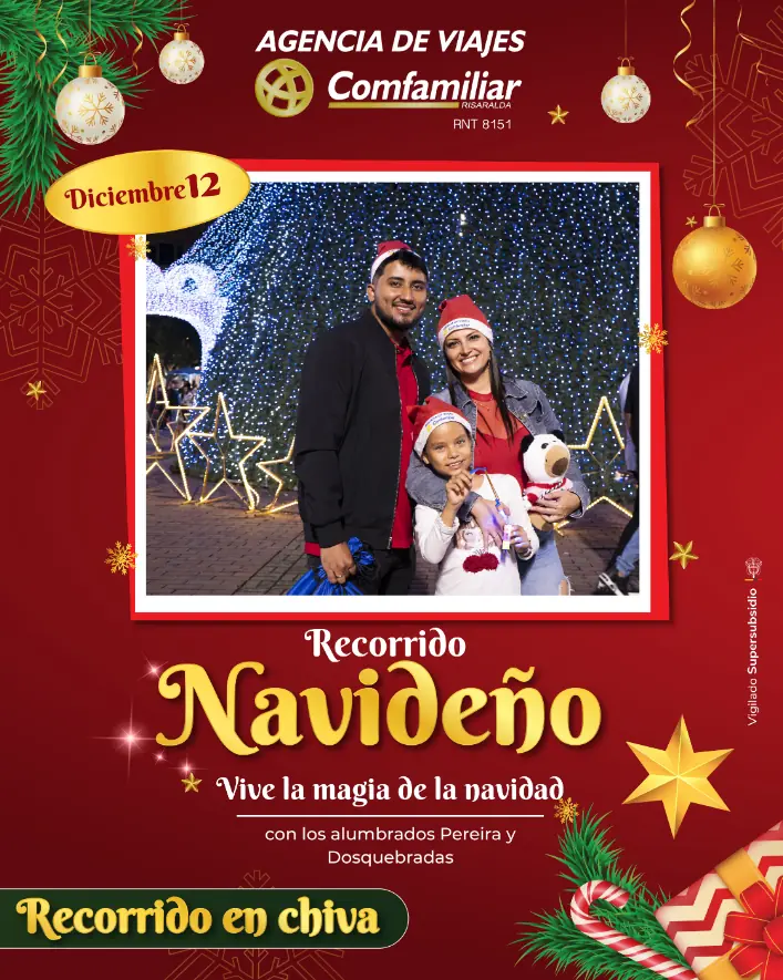 Recorre el alumbrado navideño de Pereira con la Agencia de Viajes Comfamiliar