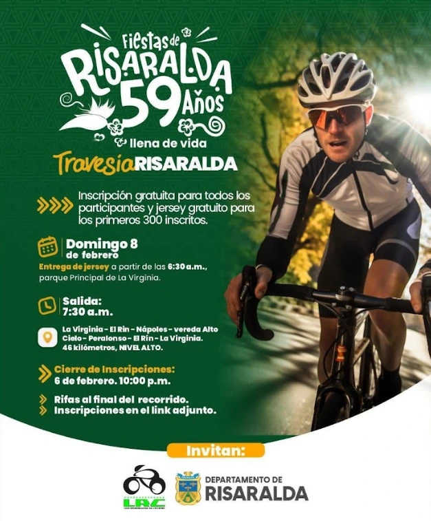 Ciclopaseo en La Virginia para celebrar los 59 años del departamento