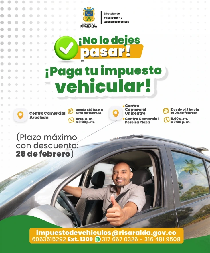 En Unicentro y Parque Arboleda ya es posible liquidar y pagar el Impuesto Vehicular