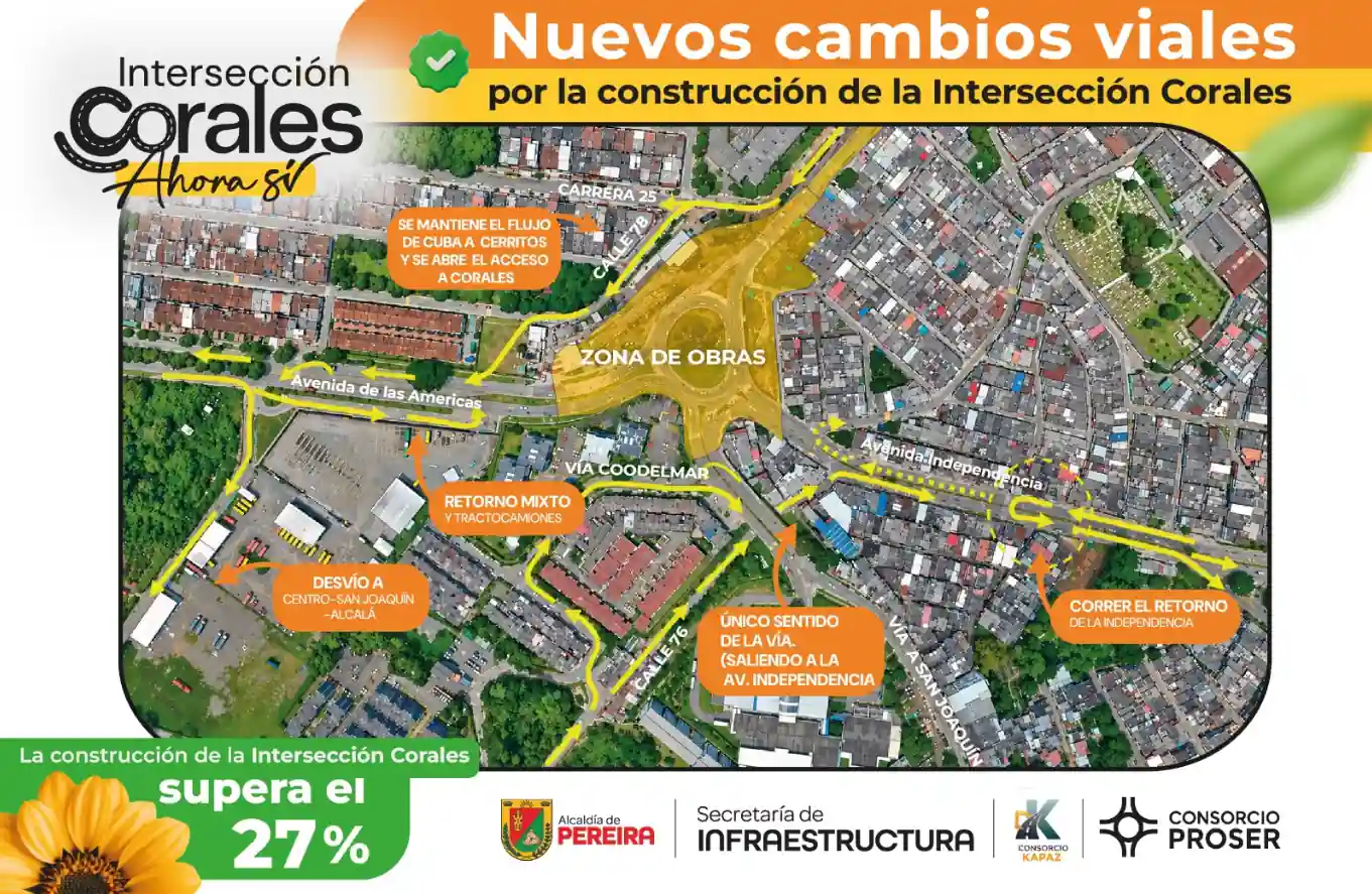 Nuevos cambios viales por la construcción de la Intersección Corales entran en vigencia desde este primero de mayo