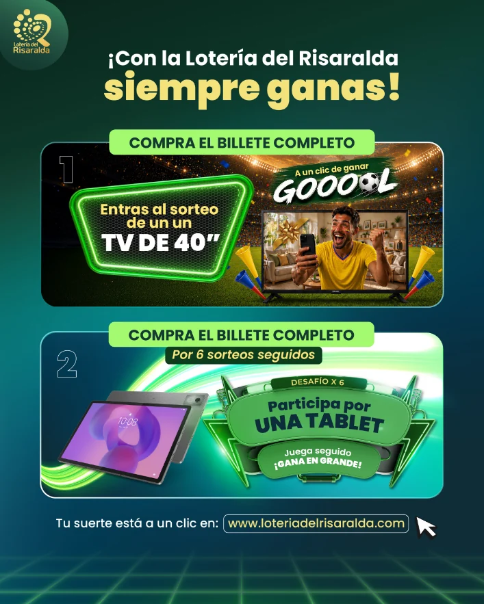 Lotería del Risaralda ofrece premios especiales a quienes apuesten a través de sus canales digitales