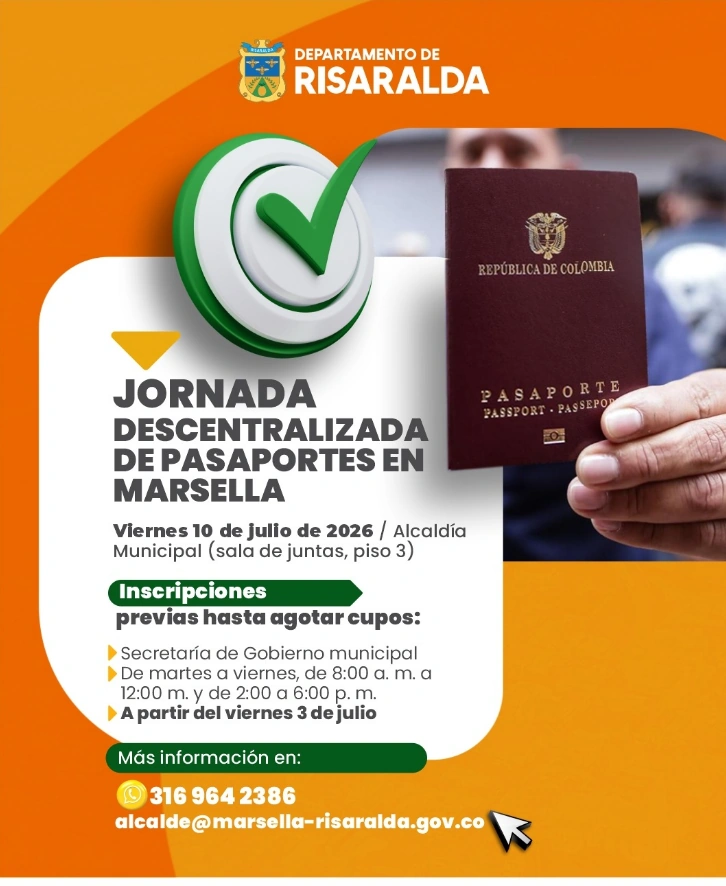 Gobernación de Risaralda abrirá inscripciones para jornada descentralizada de pasaportes en Marsella