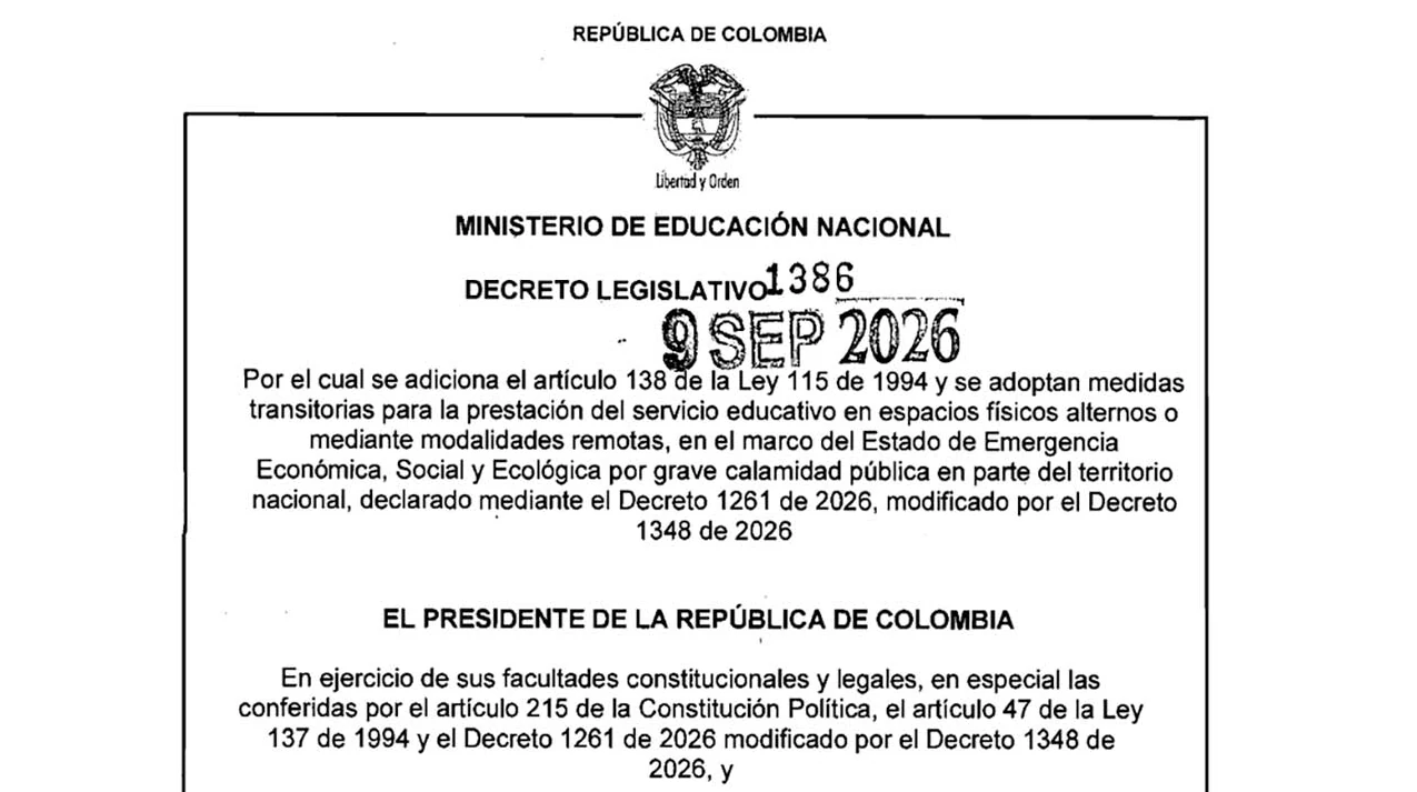 Decreto 1386 autoriza uso de espacios alternativos para garantizar servicio educativo en zonas afectadas por el terremoto