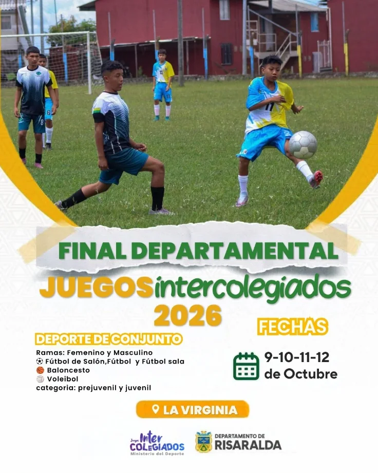 Este fin de semana se disputará la final departamental de Juegos Intercolegiados, en La Virginia
