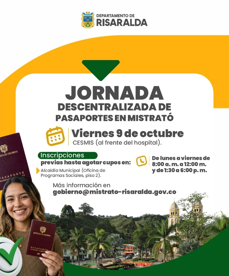 Inscripciones abiertas para jornada descentralizada de pasaportes en Mistrató